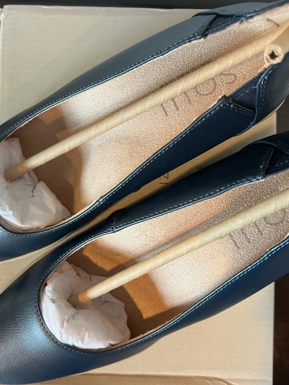 SOUL Naturalizer Navy and Tan Wedge Pumps